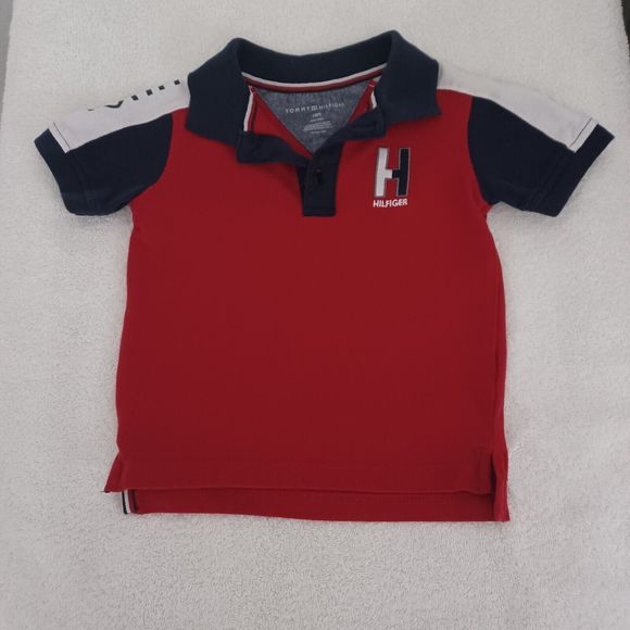 Tommy Hilfiger Short Sleeve Polo Shirt Toddler Boys Size 18M Red White and Blue - Picture 4 of 4